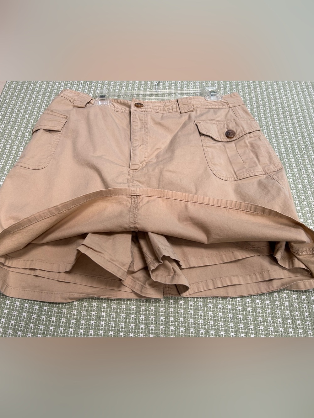 WhiteStag Stretch Tan Cargo SKORT w/Button-Flap Pockets, comfy shorts attached